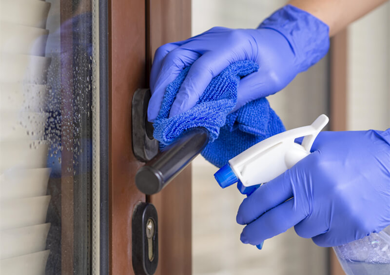 Disinfecting door handle