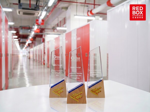 RedBox Storage's three SSAA Awards 2026 trophies: Best Multi-Site Operator (Hong Kong) for the third consecutive year, and Creative & Effective Marketing Award for both Hong Kong and Asia regions. RedBox Storage's three SSAA Awards 2026 trophies: Best Multi-Site Operator (Hong Kong) for the third consecutive year, and Creative & Effective Marketing Award for both Hong Kong and Asia regions.